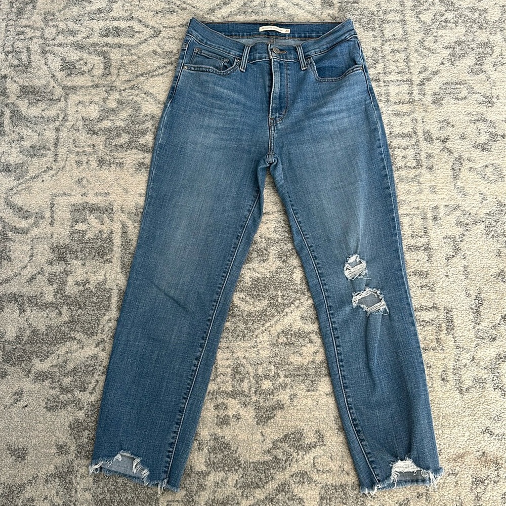 LEVI’S JEANS DENIM PANTS HIGH RISE STRAIGHT CROP SZ 28 NEW WITHOUT TAGS
